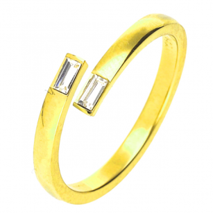 Xuping Ring Vergoldete Kristalle Chirurgenstahl Größe 8